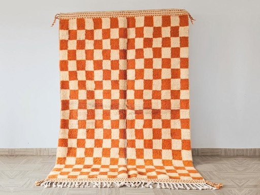 Handmade orange rug, 250cm x 150cm
