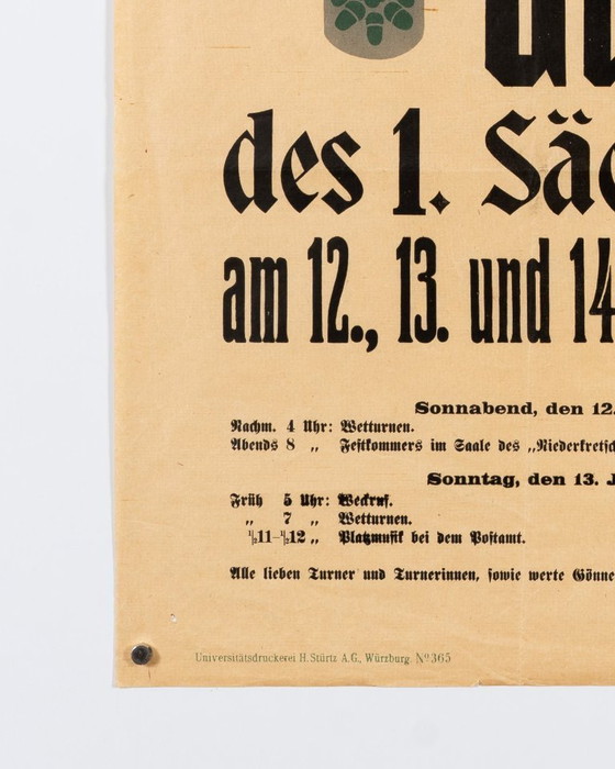 Image 1 of Gauturnfest 1924 – 1924 – Manifesto sportivo originale d'epoca – Ginnastica della Repubblica di Weimar – 100x75 cm