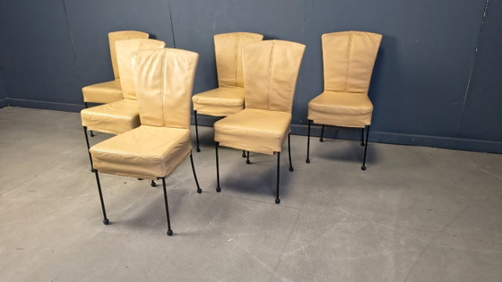 Image 1 of Chaises de salle à manger vintage en cuir, lot de 6, années 1980