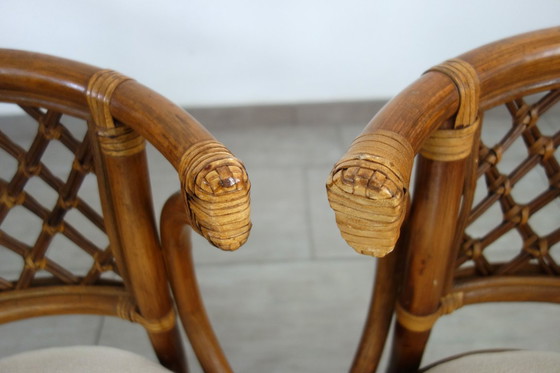 Image 1 of Rattan Table and Two Armchairs Set, 1960s