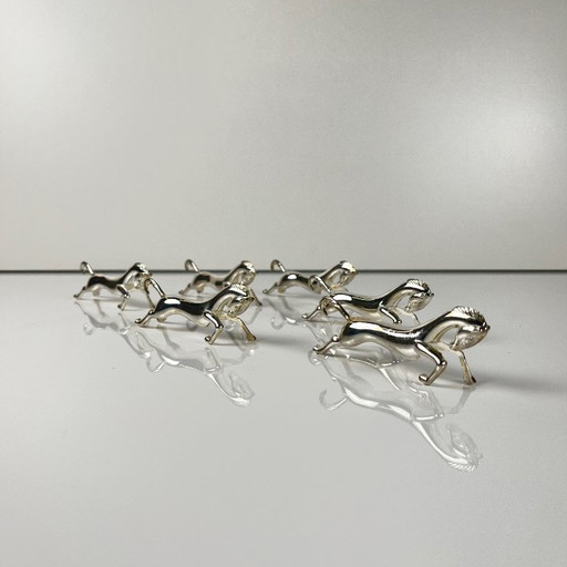 Set di 6 portacoltelli antichi a forma di cavallo