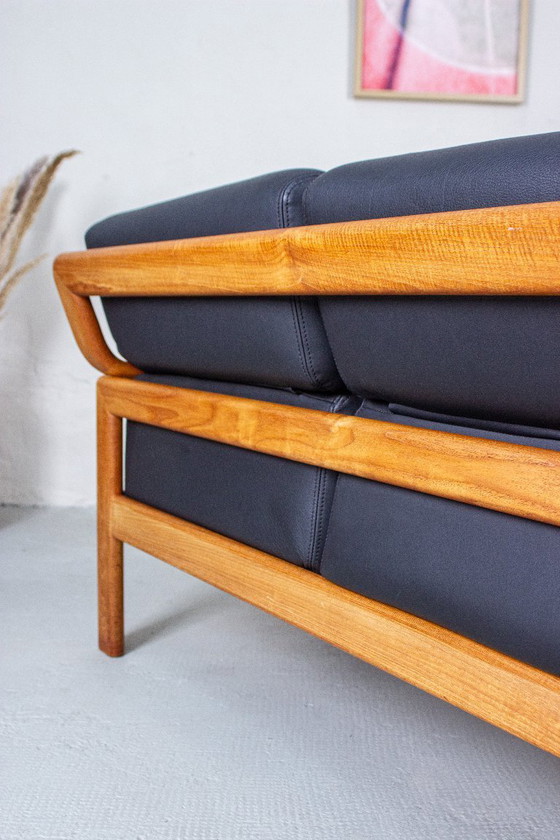 Image 1 of Divano vintage in teak, divano in pelle, modello a 2 posti Olsen & Laursen, anni '80