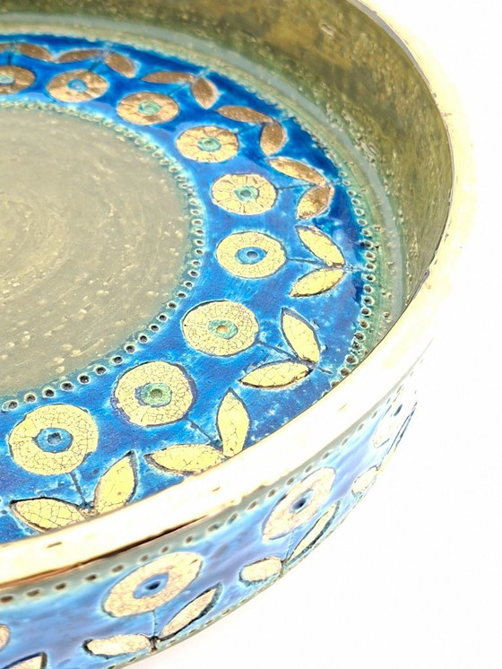 Image 1 of Bol Bitossi (Italie) « Thai Silk » bleu/vert | Ø 25 cm *pièce de collection*