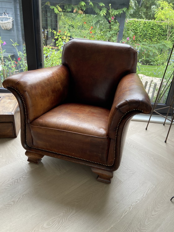 Image 1 of Schapenleren Clubfauteuil Art Deco