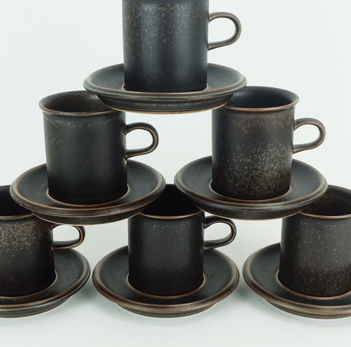 6 CAFFETTIERE con piattini arabia ruska ulla procope anni '60