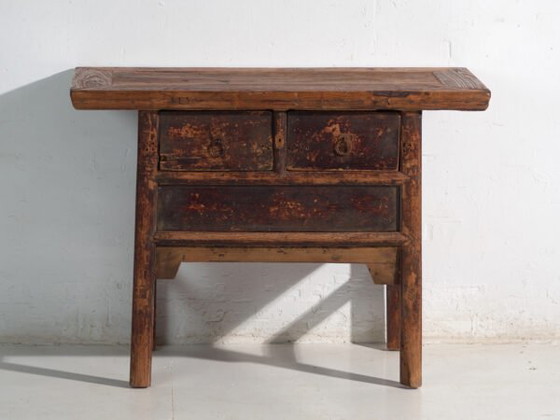 Consolle cinese antica con tre cassetti e patina scura – Cina, circa 1900 – Console (photo 31 of 40)