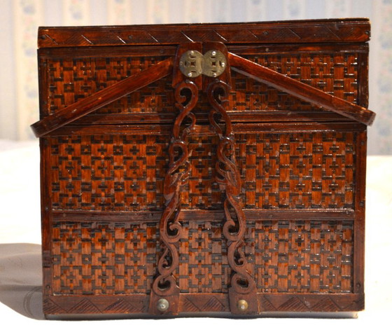Panier de pique-nique en rotin du XXème siècle, 28x15x23cm – Objets déco, Rattan, Wood (photo 12 of 12)