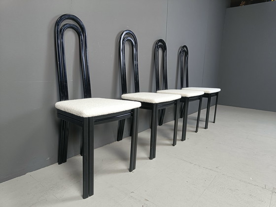 Image 1 of Ensemble de 4 chaises de salle à manger italiennes post-modernes, 1980S