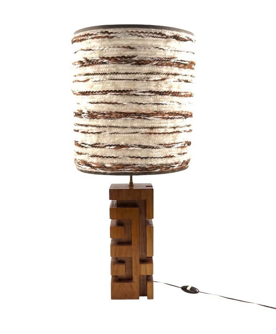Image 1 of Hollywood-Regency-Tischlampe aus Holz, Frankreich, 1970er Jahre
