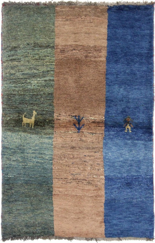 Original Persian carpet Gabbeh Ghashghai oriental carpet 164 cm x 108 cm old natural