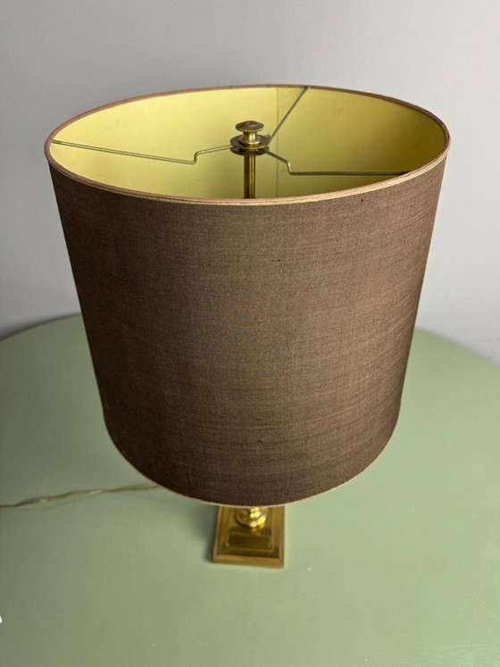 Hollywood Regency Solid Brass Column Table Lamp, Attributed to Maison Jansen. France, 1970s. Ref.: TL 302 (photo 12 of 14)