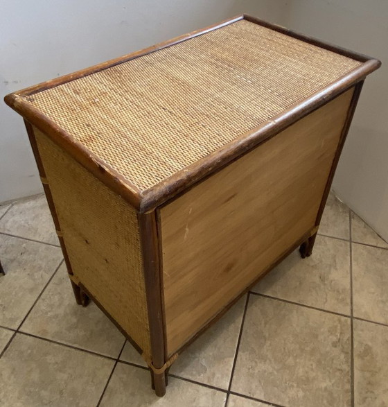 Commode 3 Tiroirs en Rotin Bambou Cannage Vintage Années 70 – Rattan, Wicker (photo 9 of 14)