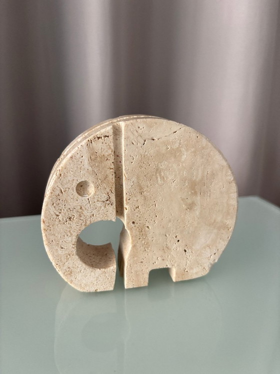 Fratelli Mannelli Travertine Elephant Sculpture / Letter Holder – Made in Italy – Vintage (photo 2 of 11)