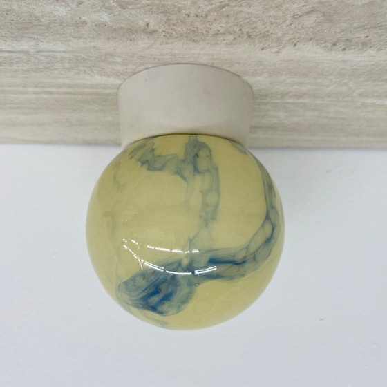 Image 1 of Thabur art deco marbled glass ceiling lamp , 1930s the Netherlands