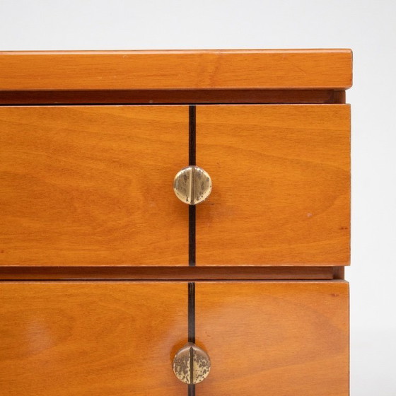 Image 1 of Coppia di comodini in legno con maniglie in ottone