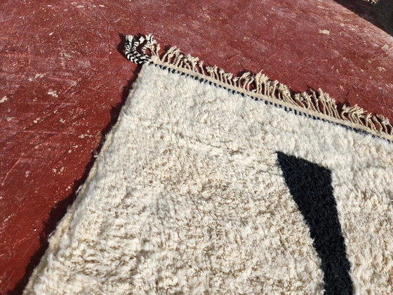 Beni Ouarain Berber rug in cream with black pattern 300x200 cm – natural wool – Rugs & carpets, Cotton (photo 6 of 12)
