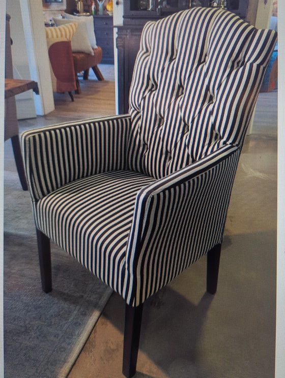 Image 1 of Dining chair, black and white striped