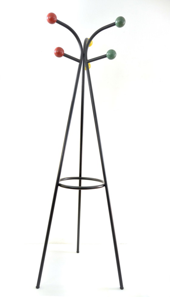 Image 1 of Large free standing coat rack colourful design by Roger Feraud, 1950s
vintage