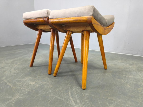 Image 1 of Coppia di poggiapiedi in acero di metà secolo, Cecoslovacchia, anni '60