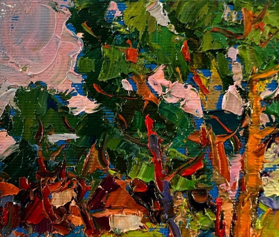 Originales Ölgemälde: Ländliche Abendlandschaft am Dorfrand – Gemälde & Zeichnungen, Canvas (photo 7 of 8)