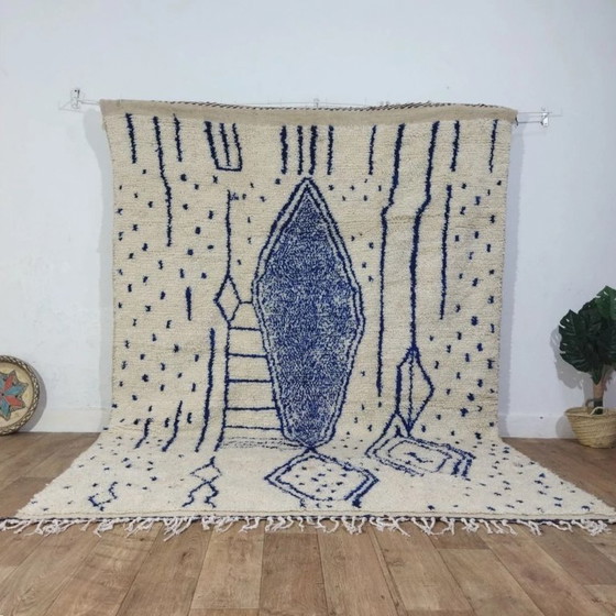 Image 1 of Wol Azilal vloerkleed blauw – handgeweven natuurlijke wol (295×207 cm)