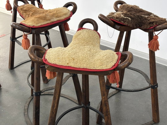 Image 1 of Vintage Brutalist Marbella Stools attributed to Sergio Rodrigues, 1970s, Set of 6