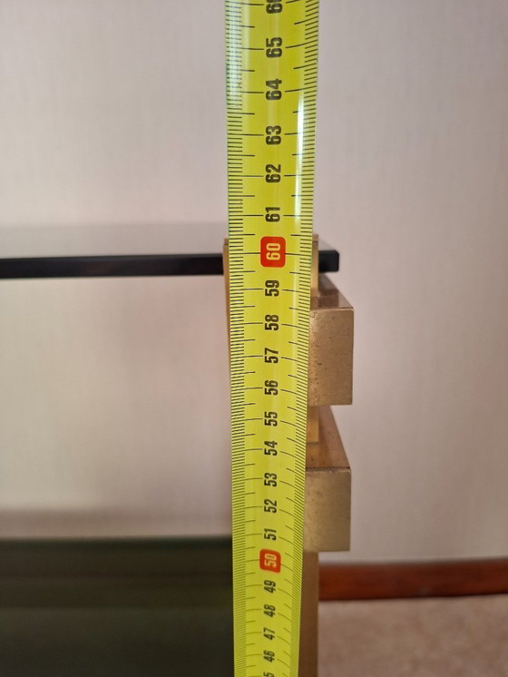 Image 1 of Vintage brass side table with 2 smoked glass shelves