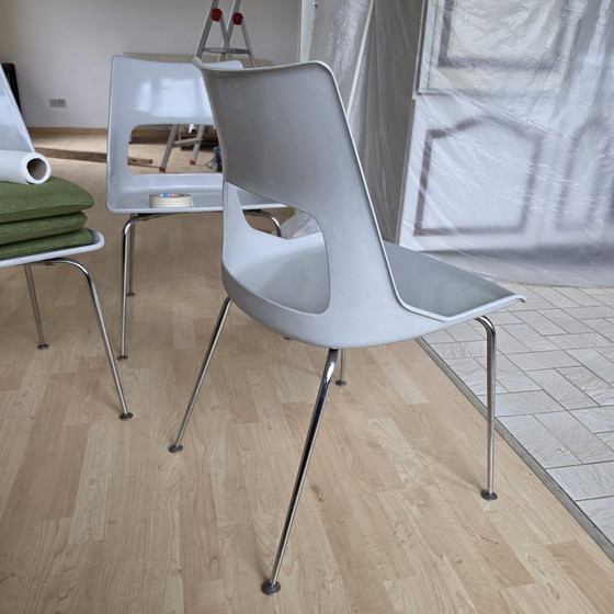 Lot de 3 chaises design danois par Kay Kørbing, 1956, Chaises de salle à manger, Textile, Métal, Gris (photo 5 sur 5)