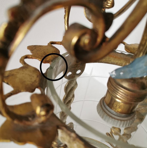 Linterna de Techo de Bronce y Cristal de Época – Estilo Clásico C. 1950 – Lámparas colgantes, Metal (photo 13 of 14)