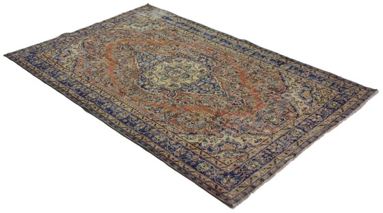 Grande tappeto turco vintage Oushak 260 × 167 cm | Tappeto medaglione in lana anatolica tessuto a mano (photo 5 of 10)