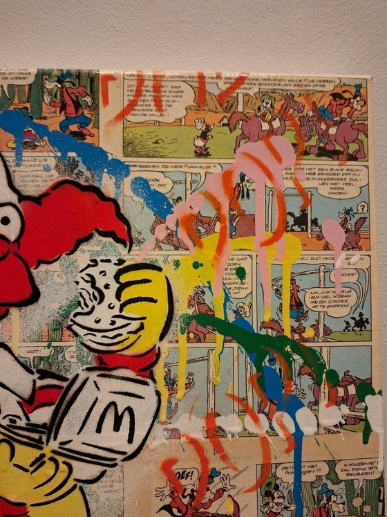Image 1 of Koen betjes Krusty the clown x mcdonalds x banksy mashup painting