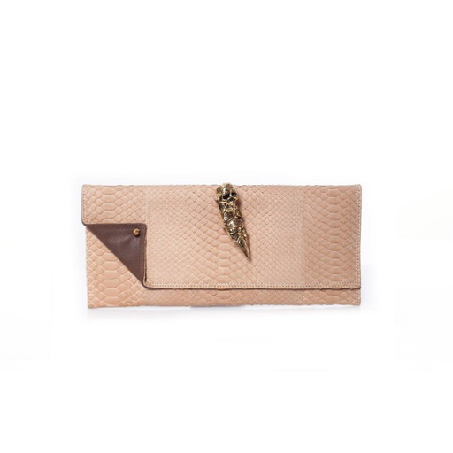 Maison Du Posh, Clutch Knuckle ring in pitone beige.