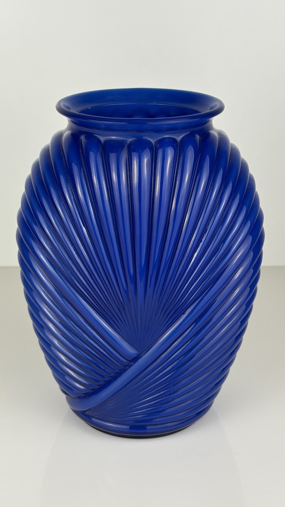 Image 1 of Anchor Hocking design kobaltblauwe vintage glazen vaas