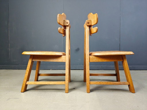 Niederländische brutalistische Eichenstühle, 1960er Jahre