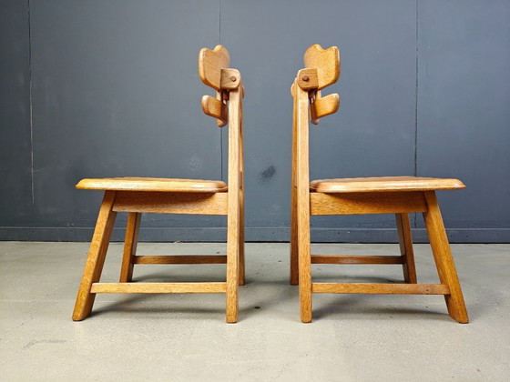 Image 1 of Niederländische brutalistische Eichenstühle, 1960er Jahre
