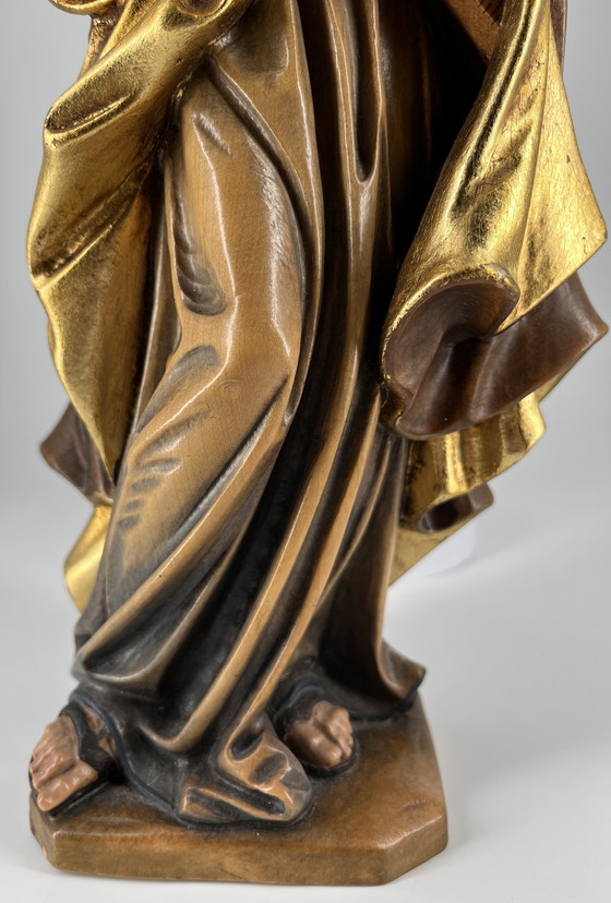 Image 1 of Escultura de San José tallada a mano, 35 cm – Madera dorada – Cecconi Viena