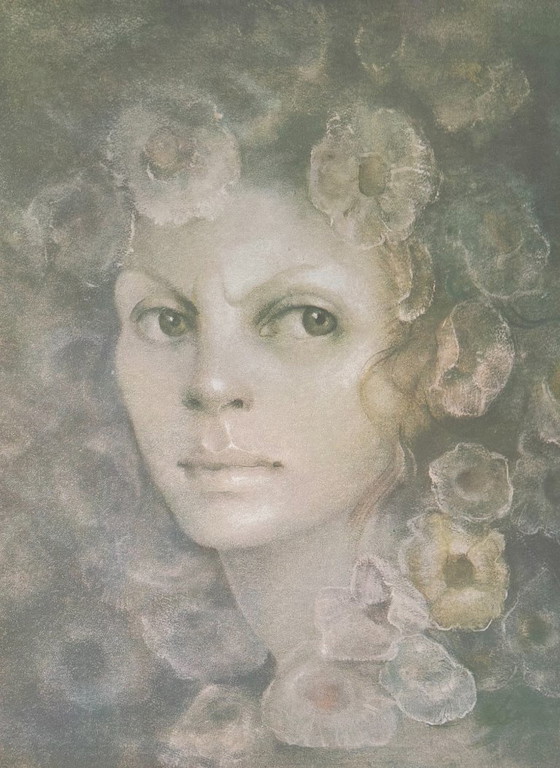 Zeefdruk van Leonor Fini uit de jaren 70, portret van een fronsende vrouw. – Litho's & Zeefdrukken, Paper (photo 3 of 10)