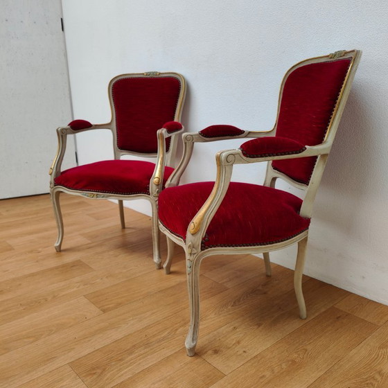 Image 1 of Sedie e poltrone vintage francesi in stile Luigi XV. Prezzo fisso.