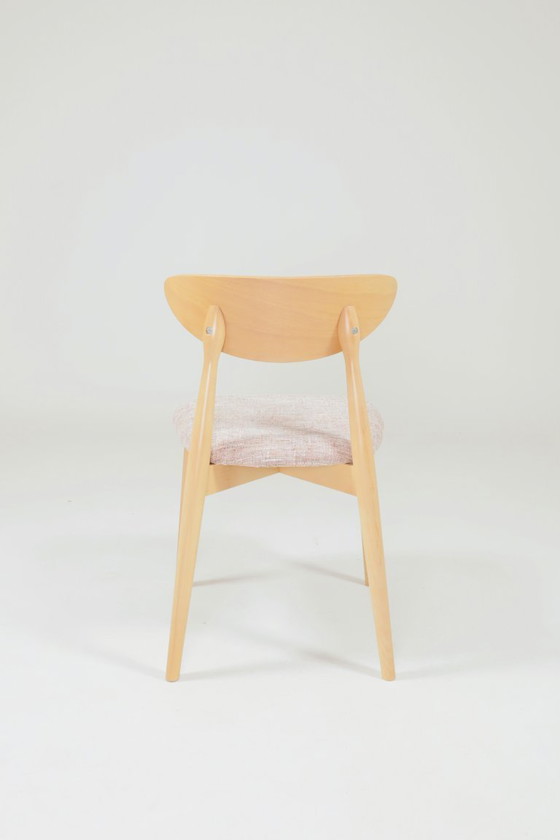 Image 1 of Rose clair Lot de 6 chaises de salle à manger design scandinave en bois naturel