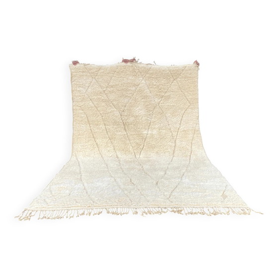 Large cream Beni Ouarain rug with tone-on-tone diamond pattern – 300 x 200 cm – Rugs & carpets, Wool, Cotton (photo 2 of 11)