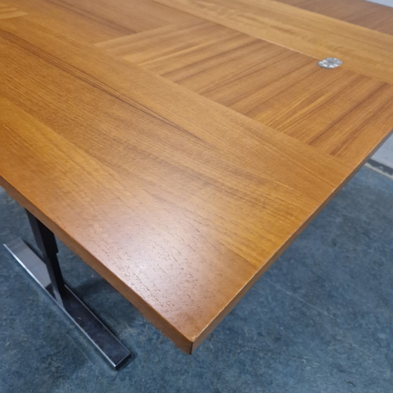 Image 1 of Vintage vierkante eettafel bureau en salontafel in 1 stuk !!!