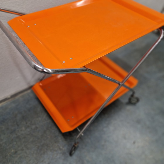 Image 1 of Carrello da tè arancione vintage Barcart degli anni '70