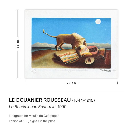 Le Douanier Rousseau Lithograph La Bohémienne Endormie 1990 – Lithographies et sérigraphies, Paper (photo 3 of 5)