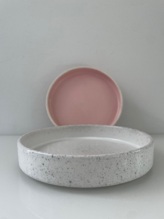 Image 1 of Keramieken Schalen Set 2 Wit Roze Glazuur