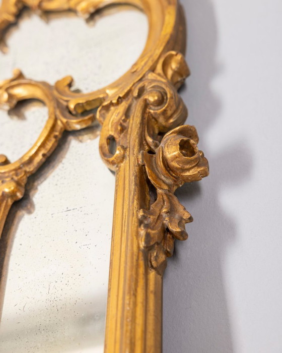 Antique classic style console table in wood decorated with mirror from the late 19th century, Gold (photo 18 of 21)