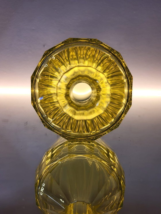 Image 1 of Val Saint Lambert “Montmartre” shaker / karaf met 2 glazen in uraniumglas ca. 1930