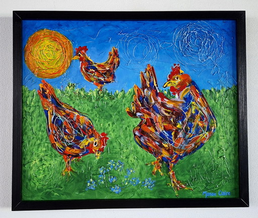 Manou Claire - Three Happy Chicken