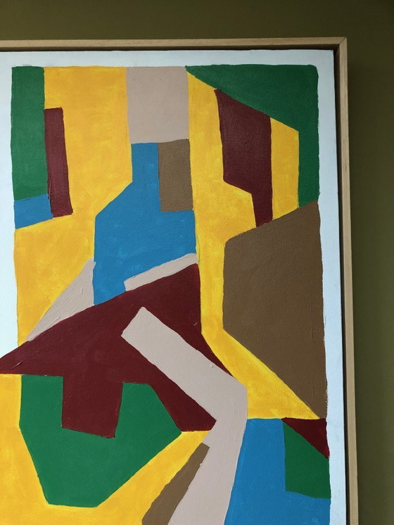 Image 1 of Large artwork abstract square with box frame