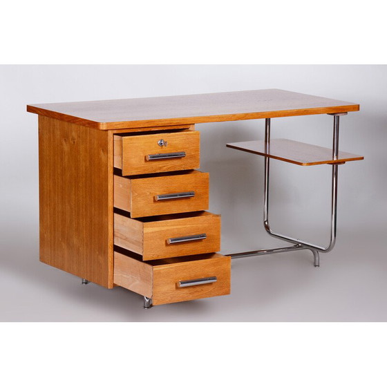 Image 1 of Vintage Bauhaus oakwood writing desk by Jindrich Halabala for Up Zavody, Czechia 1930s