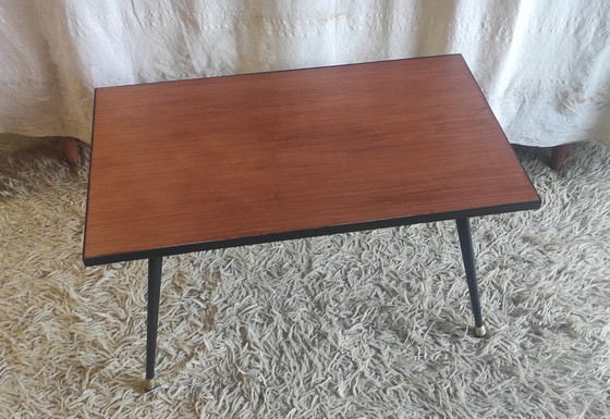 Image 1 of Modernistischer Couchtisch aus Metall und Holz – Mitte des 20. Jahrhunderts